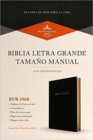RVR 1960 BIBLIA LETRA GRANDE TAMAÑO MANUAL, NEGRO IMITACIÓN