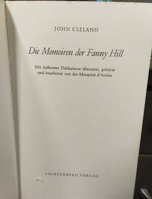 DIE MEMOIREN DER FANNY HILL